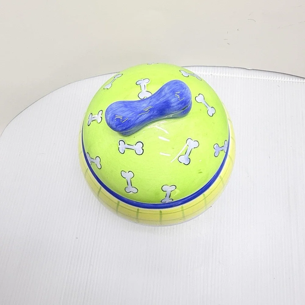 Rare 90's Y2K Find Vintage Hausenware Dog Treat Jar Hand Painted Ceramic